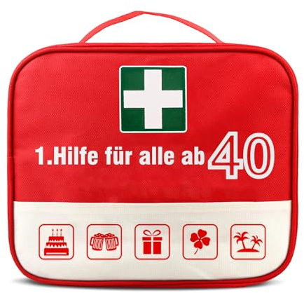 TUZELIYA Geschenk für 40 Geburtstag Mann Frau - 1. Hilfe Tasche zum 40. Geburtstag - Witzige Geburtstagsgeschenk für Männer Frauen - Verpackung 40 Geburtstagsgeschenk