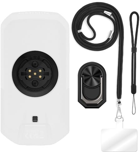 ESACMOT Étui compatible avec Garmin Edge 1050 (8,9 cm) + bandoulière réglable et cordon tour de cou, dragonne souple et anneau de support de style Mecha avec béquille