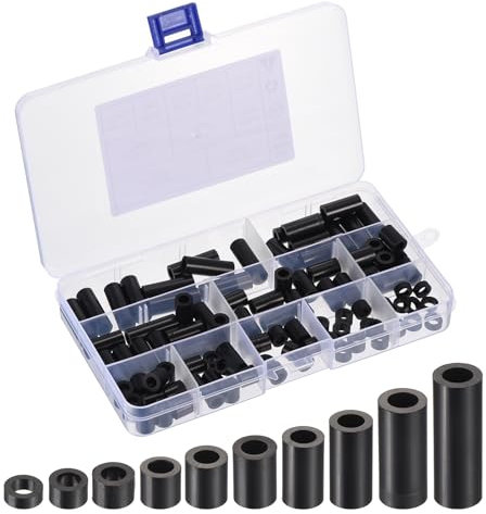 PATIKIL M5 Nylon Spacer Set, 100 Stück Nicht-Gewindespacer aus ABS-Rundspacer-Abstandshaltern für Leiterplatten, Schaltkreise, Schalter und Steckdosen, Schwarz