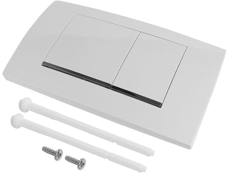 Drückerplatte, Betätigungsplatte mit Spülhebelset und Einbaurahmen 340mm×186mm Doppelbetätigungsplatte Kompatibel mit Geberit Twinline 30 für WC Spülkasten (Glänzend Weiß)