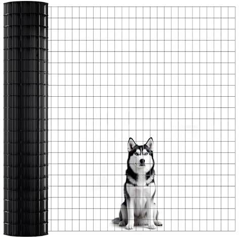 ARIFARO 1,5m x 15,2m Maschendraht Metallzaun - Gittergröße 5cm x 7,5cm - 2 mm Drahtdurchmesser mit PVC, Metallgitterrolle mit Feuerverzinkt Beschichtung für Hunde, Hühner, Rehe, Kaninchen