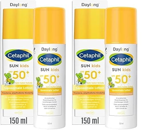 Cetaphil SUN Kids Liposomale Sonnenlotion SPF 50+, 150ml, Feuchtigkeitsspendender Sonnenschutz im Pumpspender für empfindliche Baby- & Kinderhaut, Leicht verteilbare Sonnencreme, Extra wasserresistent