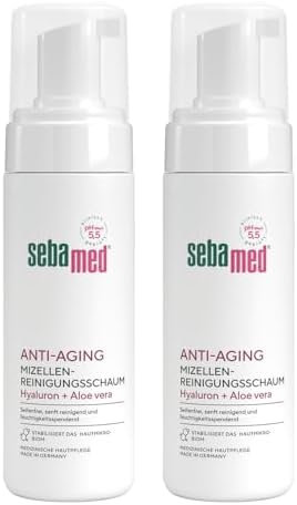 SEBAMED Anti-Aging Mizellen Reinigungsschaum für die Gesichtsreinigung, für Männer und Frauen, zur Make-Up Entfernung geeignet, bei fettiger und unreiner Haut, mit Hyaluron und Aloe Vera,150 ml