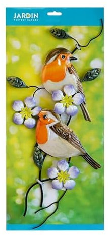 FAHAAM Metal Bird Wall Art, Metal Garden Wall Art with Birds Design, Decorative Outdoor wall Decor, Garden Planter Ornaments, Indoor & outdoor wall art, Outdoor Fence garden Ornaments. (Brown)