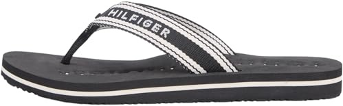 Tommy Hilfiger Damen Flip Flops Webbing Summer mit Gurtband-Riemen, Schwarz (Black), 42