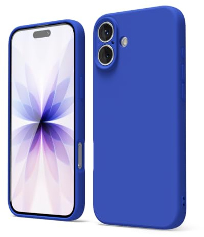 oakxco for iPhone 17 Phone Case Liquid Silicone, Cute Thin Slim Grip Soft Rubber Gel for Women Men, Smooth Matte TPU Plain Solid Color Girly Simple Case with Camera Cover Protection, Royal Blue
