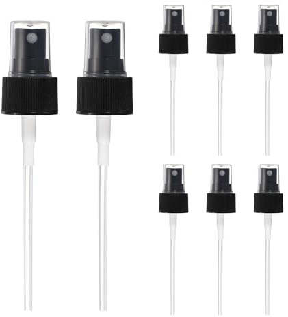 YELARXI Fine Mist Spray Top, Spray Bottle Top Nozzle Sprayer Reusable Replacement for 24 Caliber Bottles Pump - Fitting For(Essential Oil Bottles/Perfumes/Cleaning Solution) 8 Pcs & Black