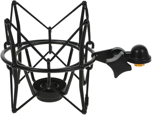 Baluue Metal Microphone Spider Suspension Shock Mount Stand for Large Diaphragm Condenser Mics Vibration-reducing Mic Holder Clip Bracket Black for Broadcasting and Audio Recording