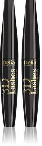 Delia Cosmetics – Mascara New Look 3D Lashes – Intensive Schwarze Wimperntusche - Silikonbürste - Ultraleichte und Lang Anhaltende Formel - Verleiht Volumen - Trennt und Betont die Wimpern - 12 ml