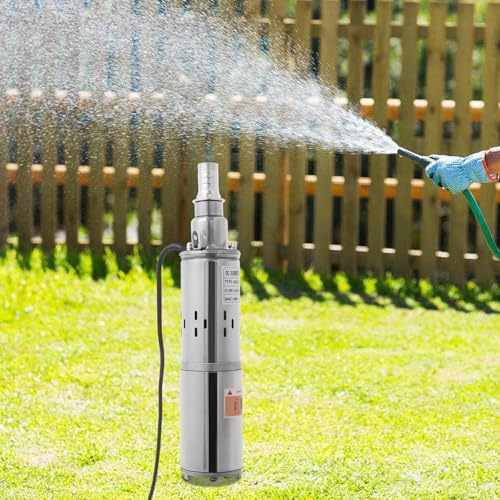 180W Tiefbrunnenpumpe, Edelstahl Tauchdruckpumpe 1.2m³/h, Edelstahl Brunnenpumpe mit 17m Stromkabel, Solar Brunnenpumpe Wasserpumpe, für Brunnen, Bewässerung von Bauernhöfen, Tränken von Nutztieren