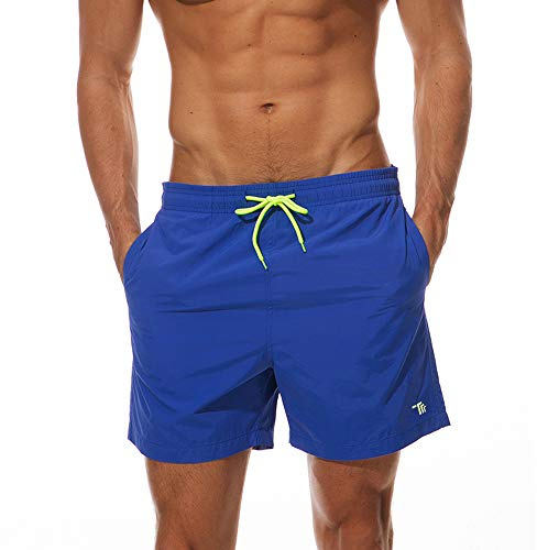 donhobo Men's Swim Trunks Board Shorts Beach Pants Swimming Waterproof Quick Dry Surfing Boardshorts(Blue,XXL)