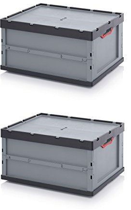 2x Profi-Faltbox 80 x 60 x 44 mit Deckel inkl. gratis Zollstock * große Auer Klappbox *
