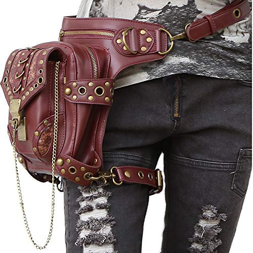 Segater™ Gothic Steampunk Gürteltasche, Männer Frauen Mehrzweck Taktische Drop Bein Arm Tasche Punk Sport Tactical Hip Bag Pack Taille Gürteltaschen Wanderrucksäcke Tasche