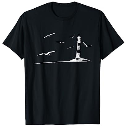 Meer Leuchtturm & Möwen Lässiges Ostsee Nordsee T-Shirt