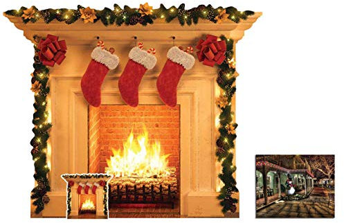 BUNDLEZ-4-FANZ Weihnachtskamin Lebensgrosse und klein Pappfiguren/Stehplatzinhaber/Aufsteller Fan Pack, 101cm x 121cm Enthält 8X10 (25X20Cm) starfoto