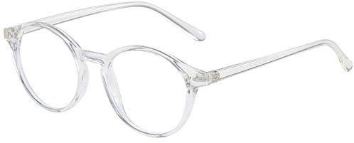 KOOSUFA Unisex Blaulichtfilter Brille Computerbrille Retro Rund Ultra Licht TR90 Brillengestelle Anti Blaulicht Brillen Ohne Sehstärke Herren Damen Gaming Brille Anti Müdigkeit mit Etui (Durchsichtig)