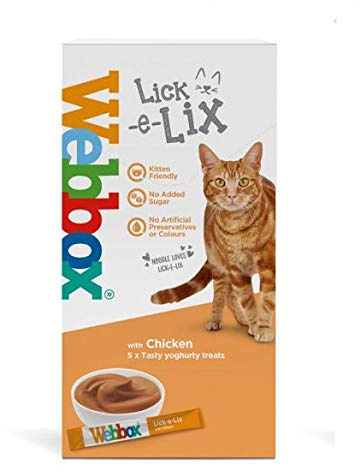 Webbox Lick-e-Lix Unique Tasty Cat Treats Box (All Flavours) 5-7 Treats Per Pack Lick-e-Lix Chicken 5 Pack, 10 Pack