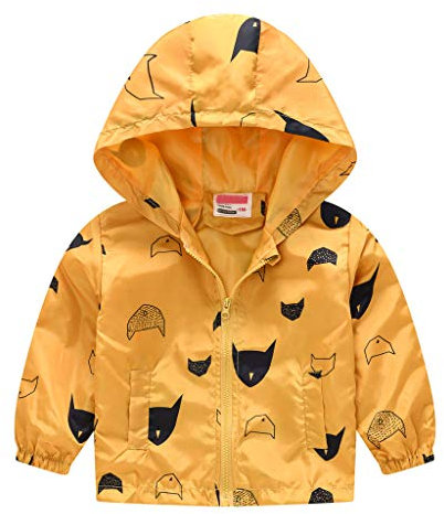 Winterjacke Kinder Herbst Wurde Windig Winddicht Langärmelige dünne Jacke Babyjacke Kinder Winddichte Kapuze Hoodie Cartoon Boy Strickjacke(18M-5Y) Satte Farben
