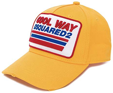 DSQUARED2 Cool Way Oversized Patch Logo Baseballcap Kappe Basebalkappe Hat Cap Gelb Yellow