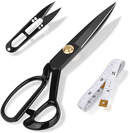Stoffschere 21,5 cm - Schneiderschere Profi mit scharfen Klingen zum Nähen und Schneiden von Stoffen, Kleidung, Leder, Materialien(Schwarz)