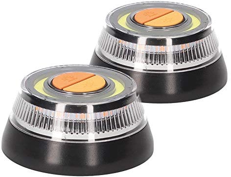 PMK GRUPO Luz V16 Holomogada DGT [2Uds] | Luz Emergencia Coche Averia o Accidente [Visibilidad 1 Km] | Linterna con Base Imantada o Gancho para Colgar de Activación Sencilla IDIADA PC21020081