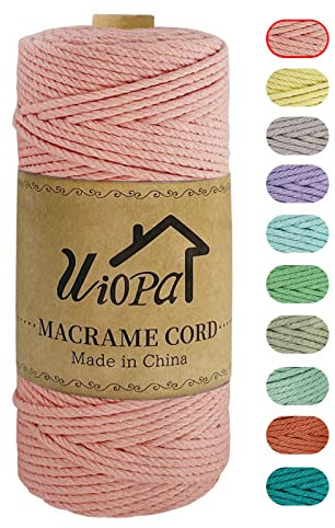 Uiopa Corda Macrame 3mm x 100m, Macramè Filo Natural Cotone, Spago Colorato Corda per Uncinetto, Arazzo da Parete, Appendiabiti per Piante, Decorazione di Natale Festa (Rosa carne)