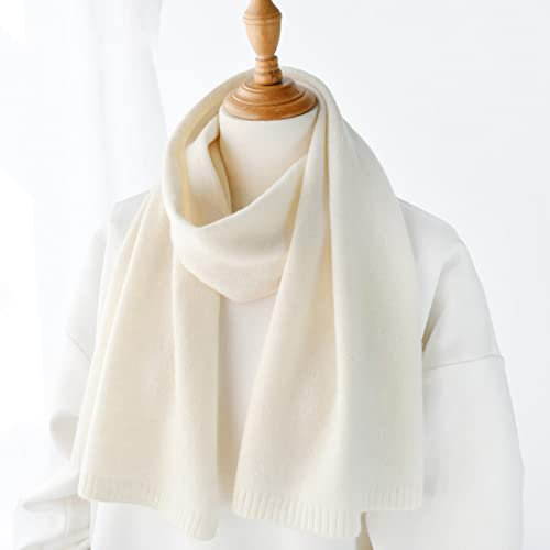 Neu Weiß Kaschmirschal Damen Winter Warm Gestrickte Dünne Schals Erwachsene Kleine Kurze Wollschals Herbst Foulard Kinder,Erwachsene 155Cm