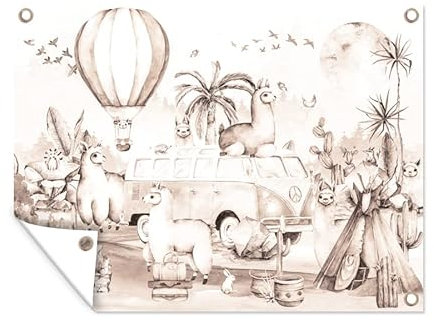 Outdoor-Poster Poster Wanddeko draußen Deko Garten Gartenposter 120x90 cm Alpaka - Tiere - Jungen - Mädchen