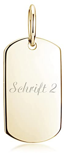 Materia Gravur Anhänger Silber 925 klein - Gold Dog Tag vergoldet KA-325-Gold_Schrifttyp 2