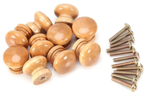 Pack of 10 Wooden Drawer Knobs, Round Kitchen Cabinet Pulls Door Knobs with Screws for Chest of Drawers Furniture Cupboard Dresser Wardrobe Door Knobs(33mm)