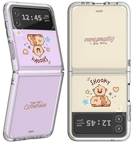 BT21 Offizieller Merchandise-Artikel für Galaxy Z Flip 3 Hülle (2021) Baby-Skizzene, transparente Handyhülle, SHOOKY