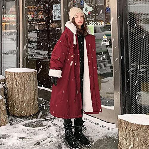 SUBX Velvet Parka Cotton Coat Lammwollmantel Female Korean Version Loose New Winter Mid-Length Ins Tooling Jacket New-Rot,L
