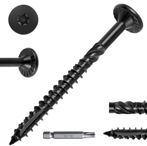 FMhotu #14 Heavy-Duty Wood Screws, Star Drive Deck Screws, Rust Resistant Timber Screws for Timber/Log/Landscaping Wood (2-7/8 Inch,50Pcs,Black)