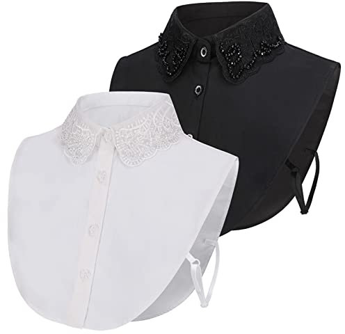 XEPST Frauen Kragen Abnehmbar Krageneinsatz Damen, Hälfte Shirt Bluse Dickey Kragen Fake Collar Detachable Collar Blusenkragen Einsatz Hemdkragen Einsatz für Damen, Einheitsgröße, 2 Stück