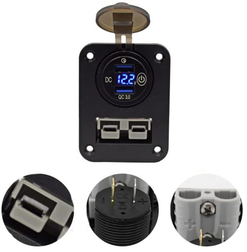 RANRAO Kfz-Ladegerät QC 3.0, 3,1 A, USB, 50 A, für Anderson Dual-USB-Buchse, Unterputzmontage, Einbauplatte