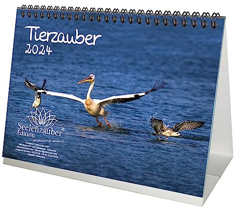 Tierzauber DIN A5 Tischkalender für 2024 verschiedene Tiere - Seelenzauber