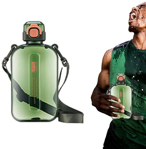 Samuliy Borraccia quadrata | Bottiglia quadrata con tracolla, 750 ml, bottiglia trasparente di grande capacità, riutilizzabile, a prova di perdite, bottiglia portatile per sport all'aria aperta e