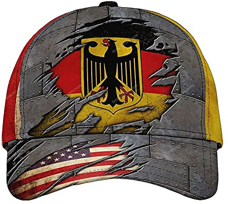 942 Deutschland Mit Amerikanischer Flagge Aus Metall, Einfach Und Schön, 3D-Gedruckt Herren Damen Trucker Kappe Vintage Baseball Cap Basecap Baseball Kappe Mütze Für Wander Golf Draussen