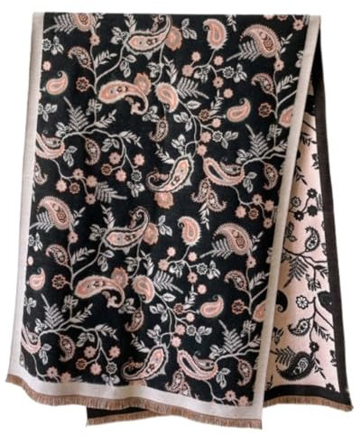 HALAHAI Schal Herbstschal Scarf Nationaler Stil Warmer Schal Winter Herbst Schal Dicker Schal Unisex Wild Schals (Color : Nero, Size : 180 * 65cm)