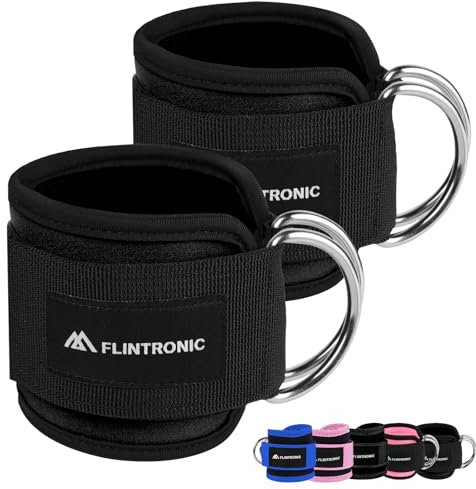Flintronic Fußschlaufen Kabelzug mit D-Ringen, Fußschlaufen für Fitness Training, Fußmanschetten Kabelzug für Männer und Frauen Beinstrecker, Ankle Straps für Fitness Gesäßmuskeln und Beintraining