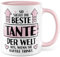Tante Tasse mit Spruch - Geschenk So sieht die beste Tante der Welt aus, wenn sie Kaffee trinkt - Kaffeetasse 330ml aus Keramik - Großtante Nichte Neffe Familie Kaffee-Becher