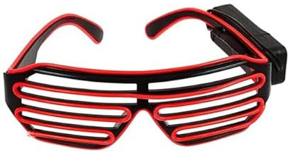 Gizelle LED-beleuchtete Neon-Sonnenbrille, kabellos, blinkend, Partybrille, Neonfarben, leuchtet im Dunkeln, beleuchtete Rahmen für Disco, Weihnachten, DJ-Kostüm, Partygeschenke, Rot