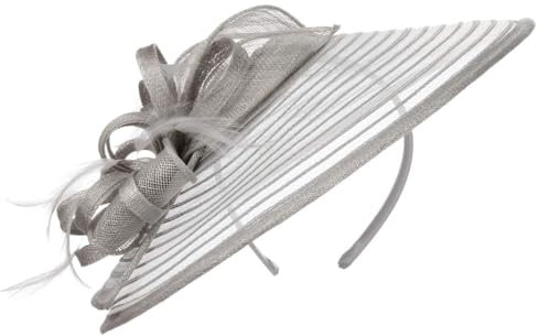 Seeberger Crinol Fascinator mit Federn Haarschmuck Kopfschmuck Anlasshut (One Size - grau)