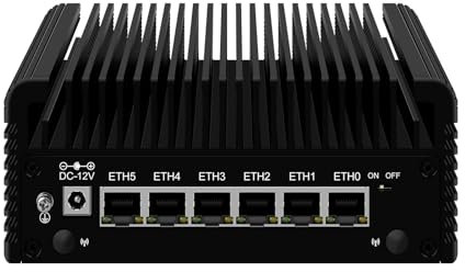 ROUAFWIT Micro Firewall N100 12TH Gen Fanless Mini PC, DDR5 16GB RAM 256GB SSD Router Appliance Computer, Support Windows, OPNsense, 6 x 2.5Gbe i226-V Ethernet, TF, Type C, AES-NI