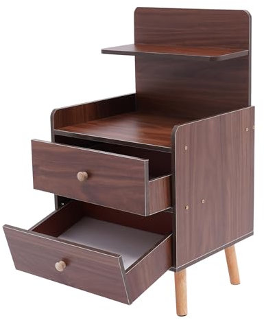 KAUITOPU Nachttisch, Nachtkommode mit 2 Schubladen 1 Oberen Regal Erhöhte Füße für Wohnzimmer Büro Schlafzimmer Garderobe 40 * 34 * 70cm