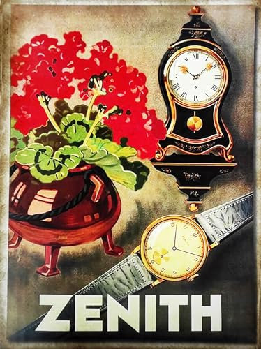 KUSTOM ART Dekorative Poster Wand Serie Werbung Vintage Schweizer Uhr Kunstdruck auf beschichtetem Papier 40x30 cm ohne Rahmen