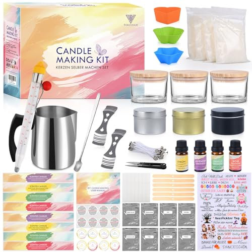 Vorlestour Candle Making Kit for Adults, 162PCS Candle Making Supplies with Soy Wax, Candle Wicks, Jars, Melting Pot, Holiday Stickers, Dyes, Scented, Full DIY Candle Kit for Beginners