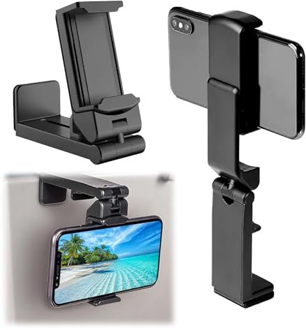 Airplane in Flight Phone Holder with 360° Rotating Clamp, Universal Desk Mount for Airplane Travel, Home & Office Use, Compatible with iPhone & Android, Foldable and Portable - Travel essentials