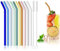 10 Pcs Glass Straws Reusable, 20cm Coloured Drinking Straw with 2 Cleaning Brushes, Glass Straws BPA-Free for Smoothie Milkshake Milk Coffee Cocktail Cold Drinks 8mm Diameter