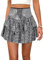 Segreto Damen Metallisch Pailletten Rock A-Linie Hohe Taille Kurz Minirock Dehnbar Party Faltenrock Schwarz Silber